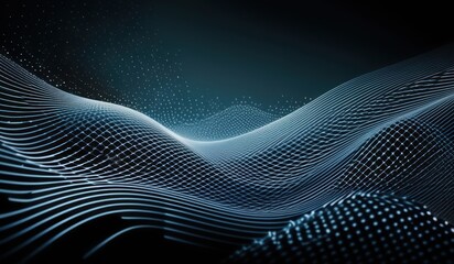 a black and blue abstract background with wavy lines