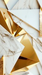 Elegant minimalist geometric shapes in gold and white for a luxurious and sophisticated wallpaper background.
