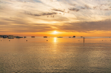 Beautiful red and orange sunrise over the sea.