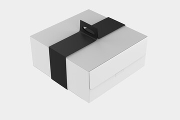 Box with Handle Mockup Isolated On White Background. 3d illustration