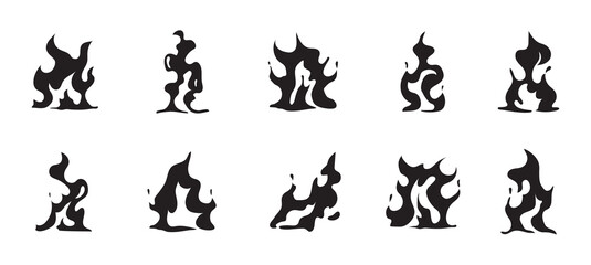 Flame Silhouette Illustration Vector Set