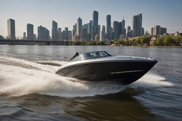 Obraz premium side profile of the speed boat