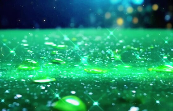 luxury Water rainfall, rain drops falling on window glass over chroma key green screen 3D animation motion