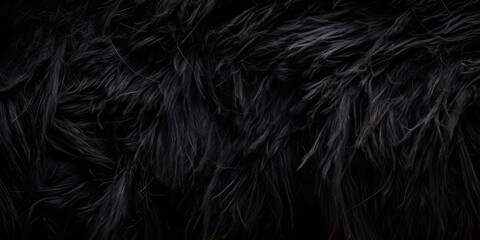 Fototapeta premium Texture of dark natural black sheep wool with long grey fibers up close. Concept Close-up photography, Textures, Natural materials, Black sheep wool, Grey fibers