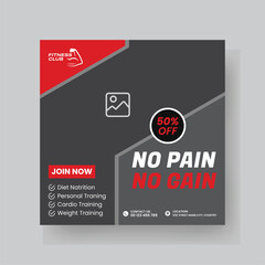 Gym and Fitness Social Media Post Template Design.