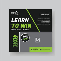 Gym and Fitness Social Media Post Template Design.