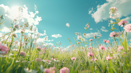 A grass and flowers grassland outdoors nature