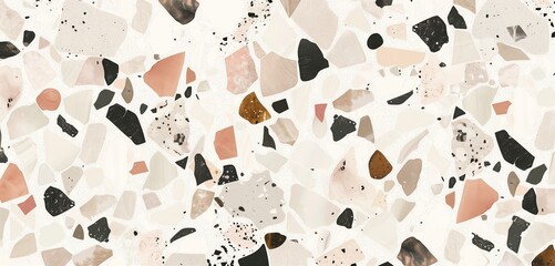 Sophisticated minimalist terrazzo pattern in neutral tones for a stylish and contemporary wallpaper design.