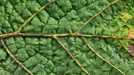  A close-up of a green leaf with a thin brown line at its tip