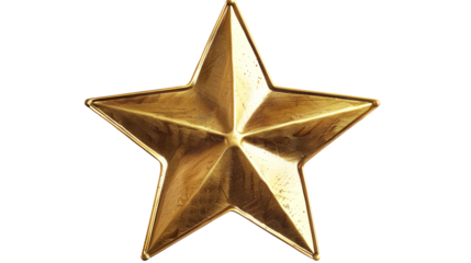 gold star isolated on transparent background, star cut out 