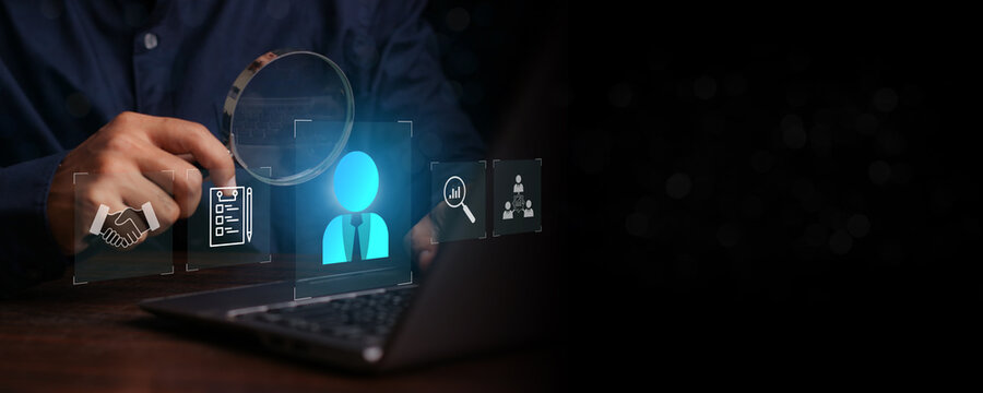 HR, Human resources management concept. Recruitment, Employment, Headhunting, Team building.