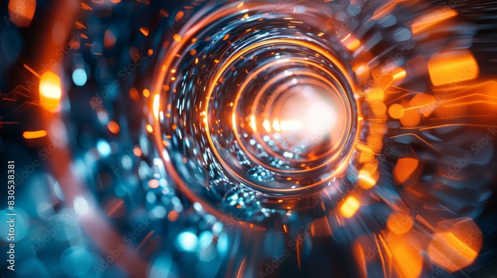 Canvas Prints a spiral tunnel with a bright light shining through it