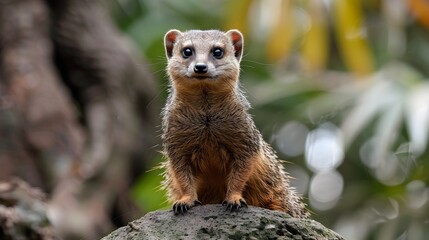 Obraz premium Alert Mongoose Small but Fierce Creature Ready for a Challenge in the Wild