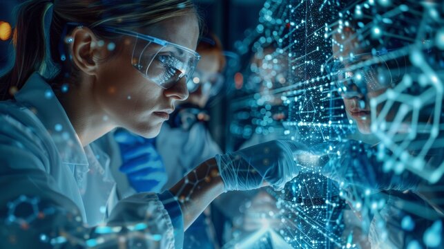 Create an image of quantum computing with a futuristic quantum computer, researchers in a high-tech lab, and the representation of quantum bits and algorithms in action