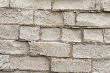 Old, broken brick wall texture. Abandoned, ruined building in Latvia, Europe. Artistic wall texture.