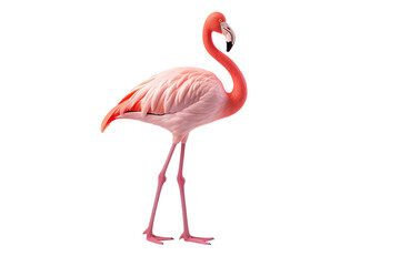 Fototapeta premium Flamingo bird PNG illustration, pink tropical wading bird graphic, elegant wildlife icon for summer design and branding isolated on Transparent Background