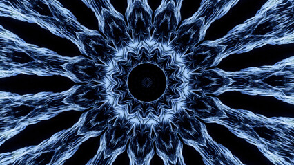 Kaleidoscopic pattern looking like sun with spreading rays. Animation. Symmetrical pattern with...