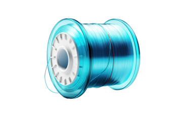 Azure Dream: A Spool of Blue PLA Filament on White or PNG Transparent Background.