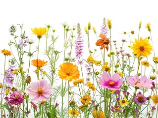 Flower backgrounds outdoors in nature against a white background