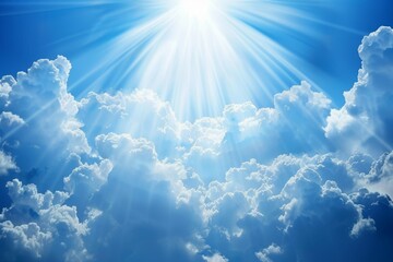 Beautiful anime background, blue sky with clouds, high resolution, vector illustration, details, beautiful background, digital art style, hand drawing painting illustration.