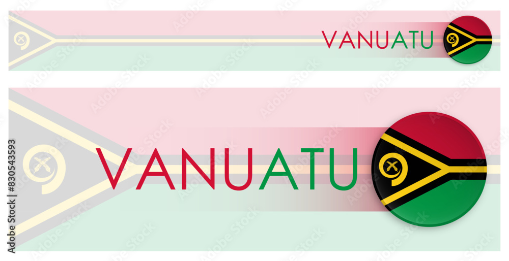 Wall mural vanuatu flag horizontal web banner in modern neomorphism style. webpage vanuatu country header butto