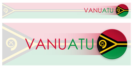 Vanuatu flag horizontal web banner in modern neomorphism style. Webpage Vanuatu country header button for mobile application or internet site. Vector