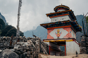 Tibetan entrance Gate to a village on Manaslu Circuit Trek, Nepal