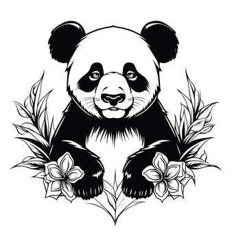 panda vector illustration tatoo art