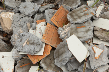 The ruins of building in old soviet army base in Latvia, Europe. Collapsed house.