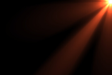 Sun flare on the black background