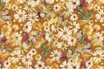 butterfly and daisy pattern seamless repeating pattern texture background design design for fashion graphics textile prints, fabrics