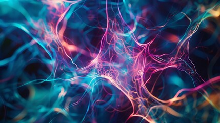 Vibrant Neural Network-Inspired Abstract Background with Electric Blue and Pink Hues