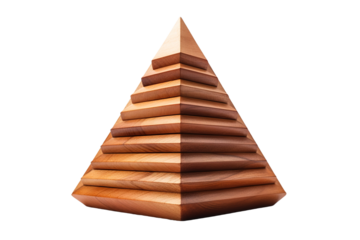 Enigmatic Wooden Pyramid: A Symbol of Mystery and Intrigue on White or PNG Transparent Background.