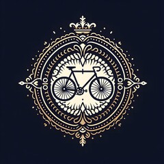 Naklejka premium AI Generate of Luxury Bicycle, Sepeda, Transportation Conventional, Logo Concept Stock Vector with Dark Black Background 