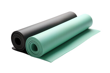 The Serene Spiral of Yoga: A Rolled Up Mat on White on White or PNG Transparent Background.