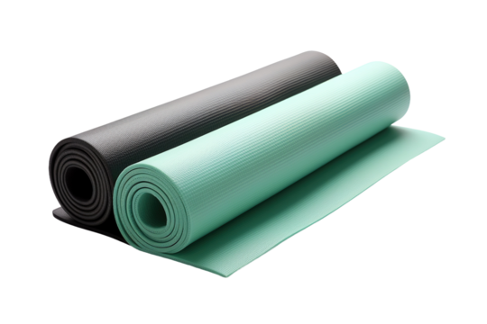 The Serene Spiral of Yoga: A Rolled Up Mat on White on White or PNG Transparent Background.