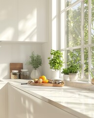 Modern Kitchen with Creative Product Placement in Natural Light