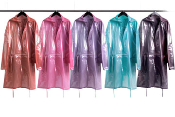 A Symphony of Raincoats Dancing in the Wind on White or PNG Transparent Background.