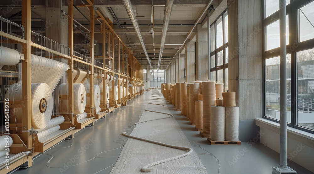 Poster thread factory made from natural fibers. generative ai.