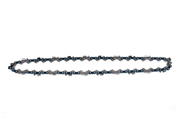 Chainsaw chain isolated on white background.