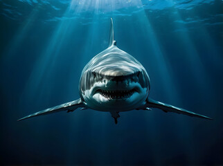 A close up of a megalodon shark