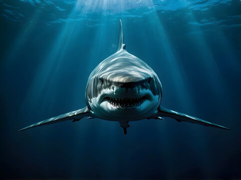 A close up of a megalodon shark