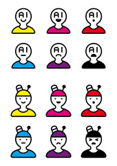 Artificial intelligence(A.I) character illustration set
