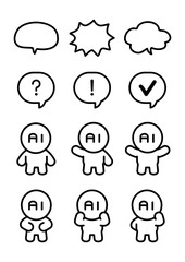 Artificial intelligence(A.I) character illustration set