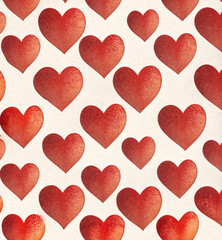 Romantic pink seamless pattern with repeating heart shapes