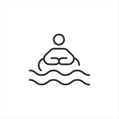 Person floating in water icon. Simple illustration of an individual relaxing and buoyant on the surface of a pool, symbolizing leisure, stress relief, and the calmness of floating. Vector illustration