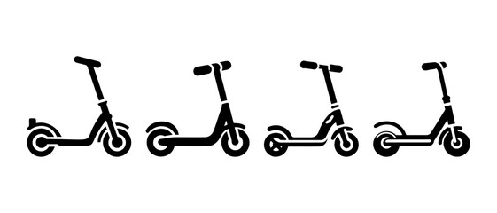 Kick scooter cycle silhouette black filled vector Illustration icon, Electric scooter icon. © iamabduss