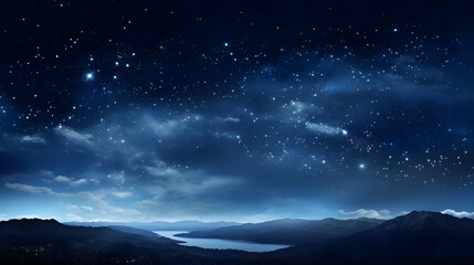 Fototapeta premium Digital dark blue sky nebula abstract graphic poster background
