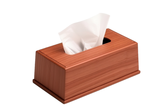 Enchanted Wooden Tissue Dispenser on White or PNG Transparent Background.