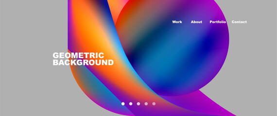 Bright multicolored geometric abstract shapes. Minimal trendy simplicity concept. Modern overlapping forms